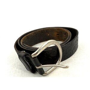 Fossil Womens 100% Genuine Leather Floral Embossed Belt Size Large